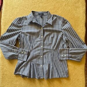 Chaps Navy and Cream Striped Shirt